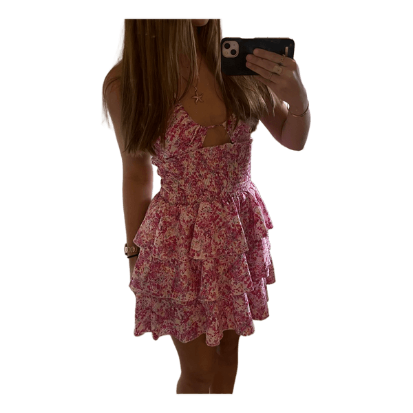 Pink floral mini dress
