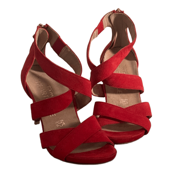 Red high heel sandals
