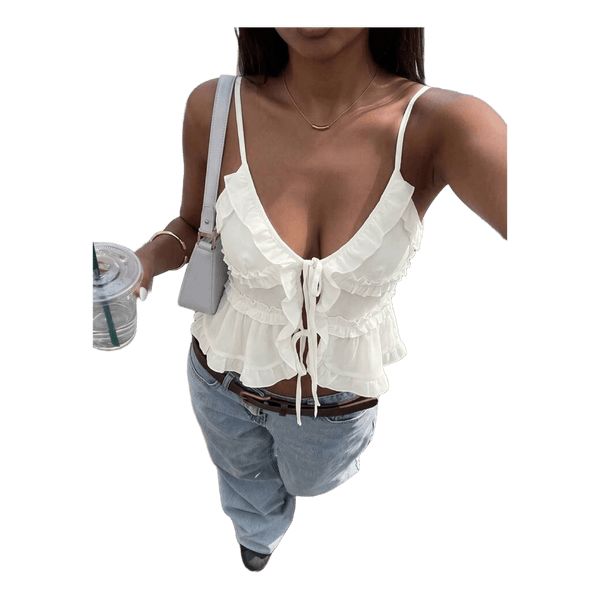 White ruffle top