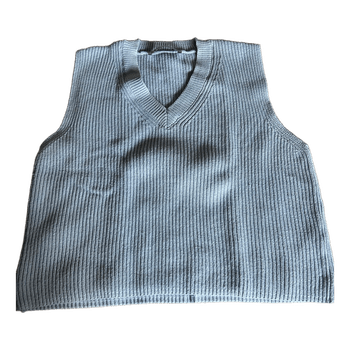 Grey ribbed knit vest