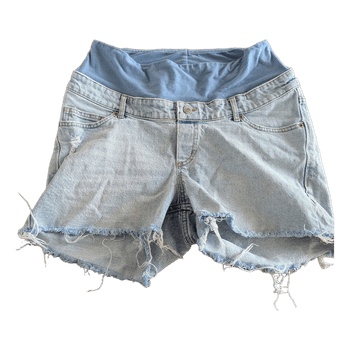 Blue denim maternity shorts