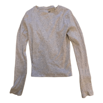 Grey ribbed long-sleeve top