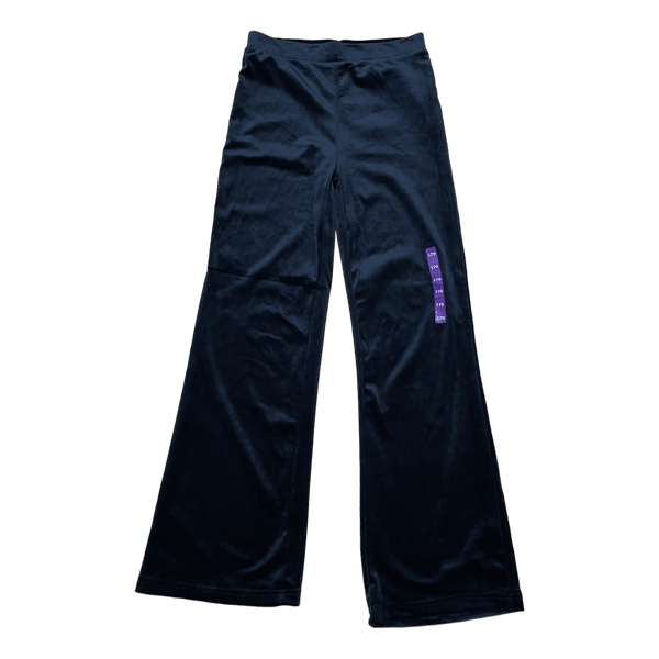 Black velour wide-leg trousers