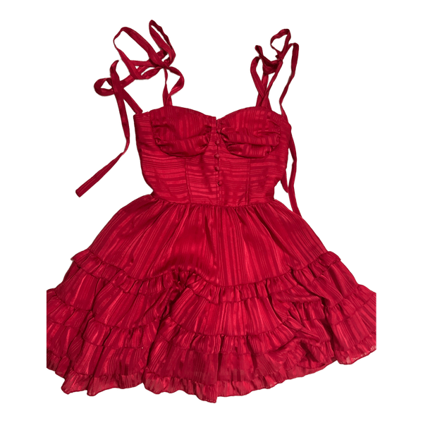 Red tie-strap mini dress