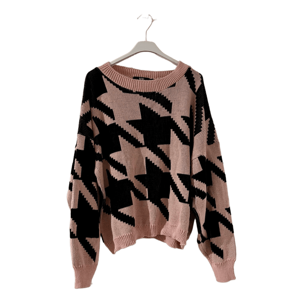 Pink sort strikket sweater