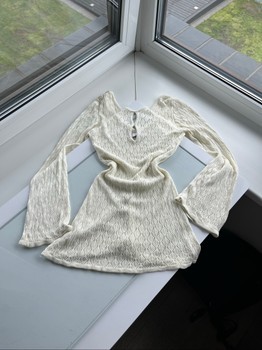 Cream knit long sleeve dress