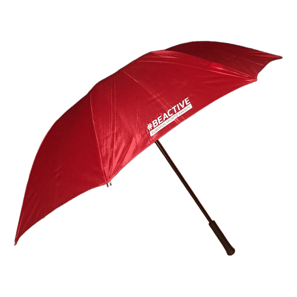 Red branded umbrella