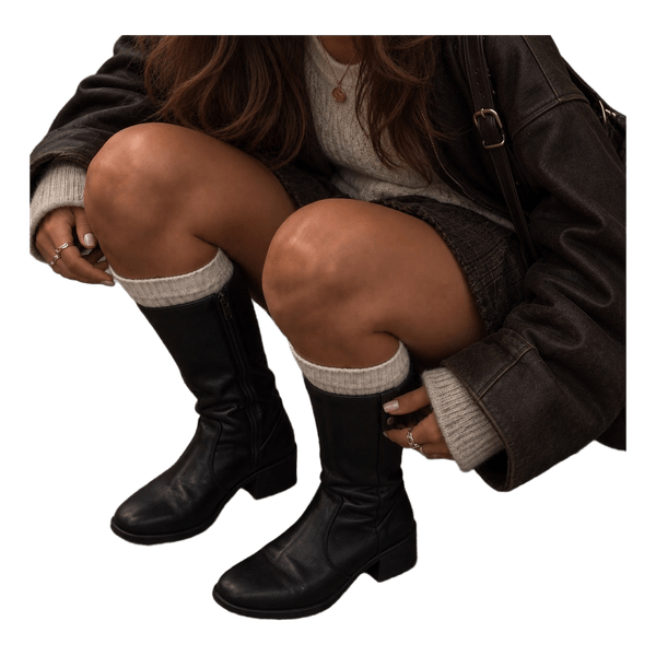 Black mid calf boots