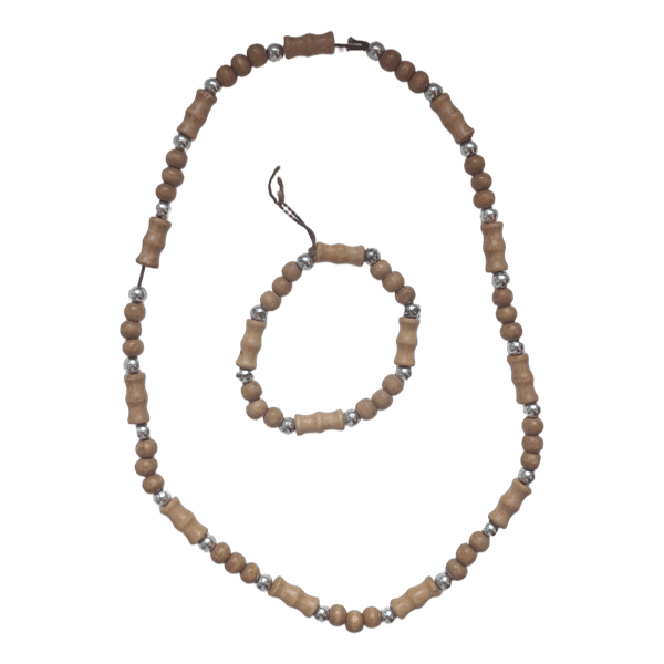 Beaded wooden necklace set