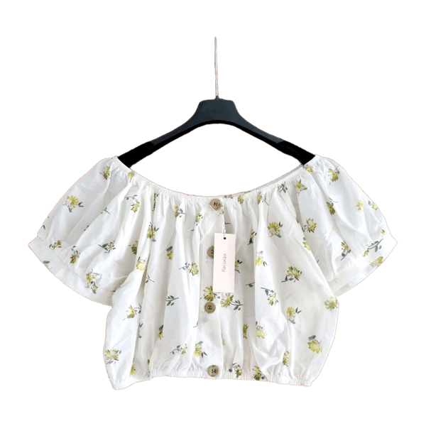 Eberjey luxus offshoulder cropped cotton top - new!