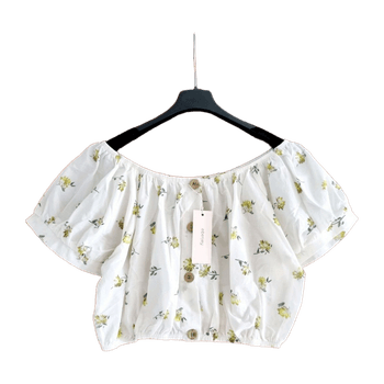 Eberjey luxus offshoulder cropped cotton top - new!
