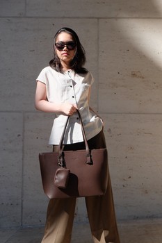 Brown tote bag