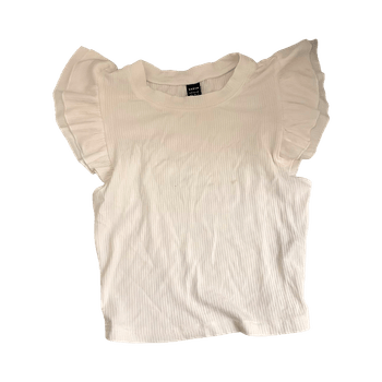 Valkoinen toppi röyhelö hihoilla