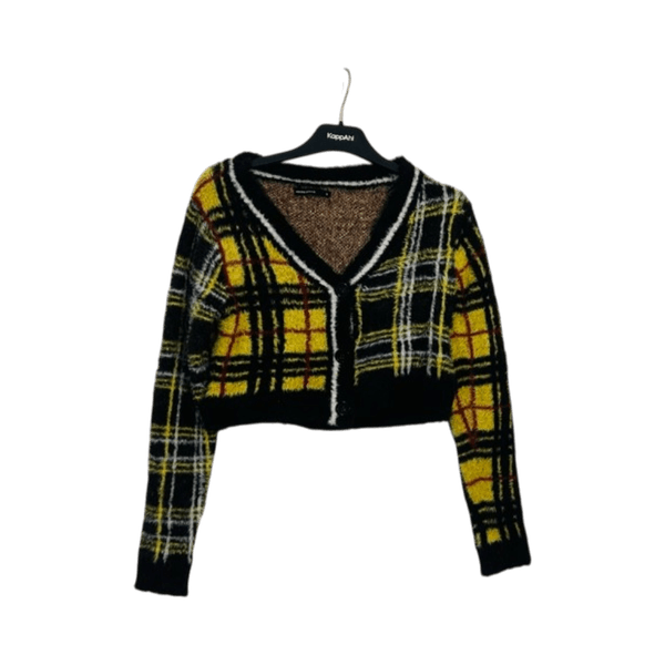 Cropped plaid cardigan