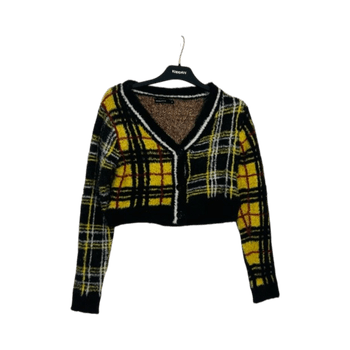 Cropped plaid cardigan