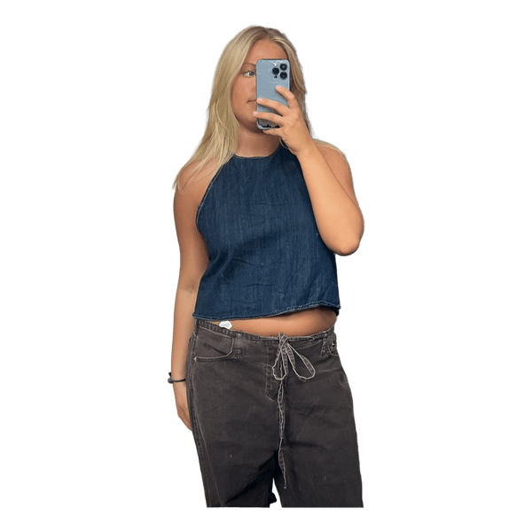 Blå denim halterneck top