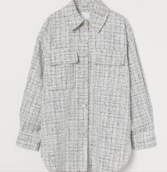 White tweed shirt jacket