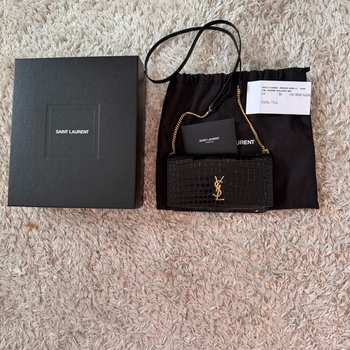 YSL Phone Holder black croco 