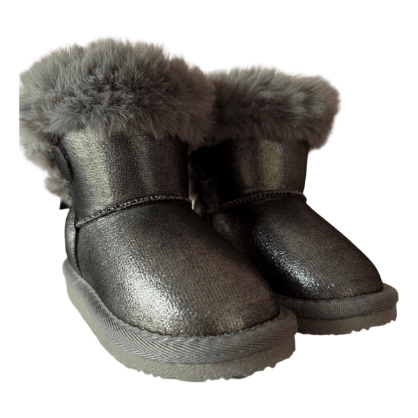 Grey metallic ankle boots
