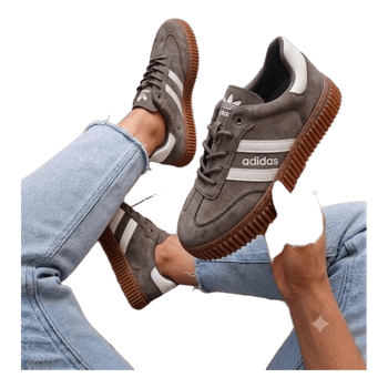 Grey suede platform sneakers