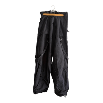 Black cargo parachute trousers