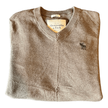 Abercrombie & Fitch muscle fit cashmere wool blend sweater L taupe brown jumper
