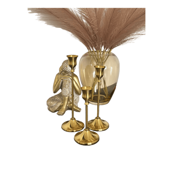 Gold metal candlestick holders