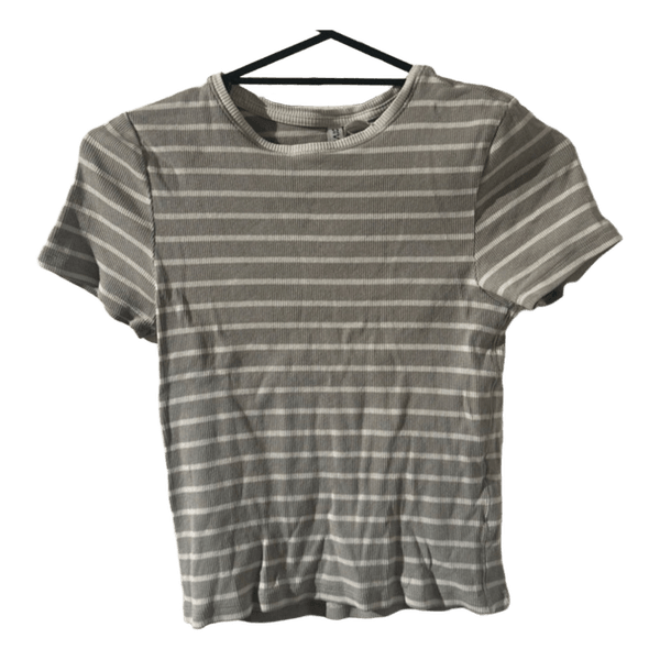 Stribet ribstrikket t-shirt