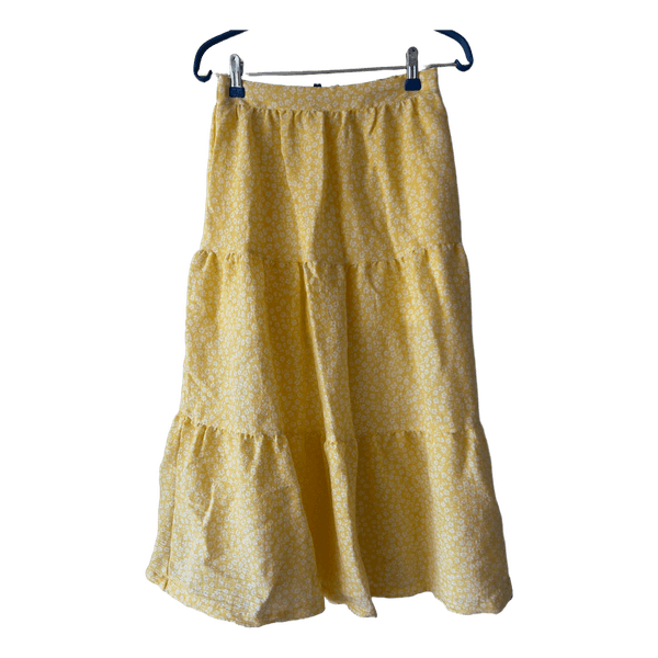 Yellow floral tiered skirt