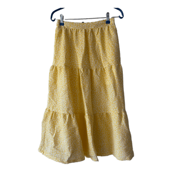 Yellow floral tiered skirt