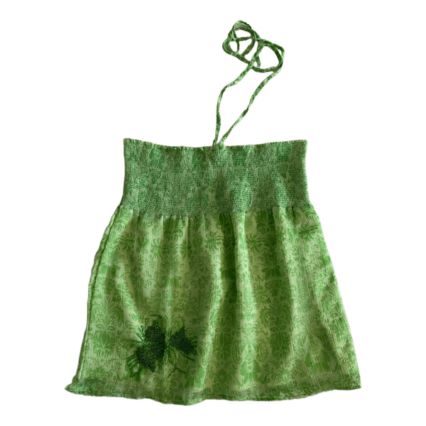 Green halter smock top