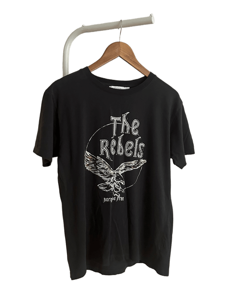 Black eagle graphic print t-shirt with sequins