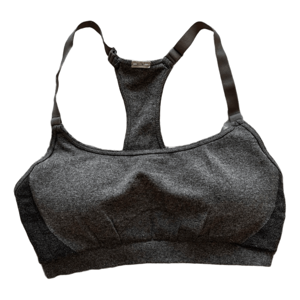 Grey racerback sports bra