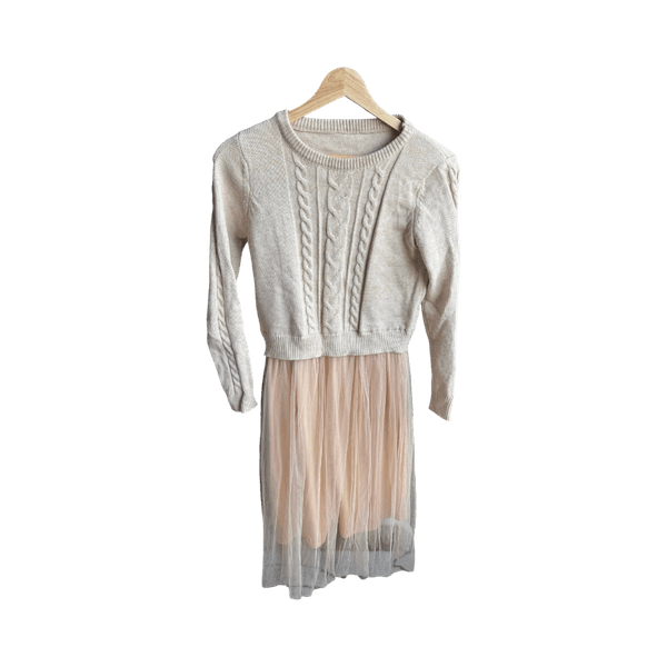 Beige knitted sweater dress