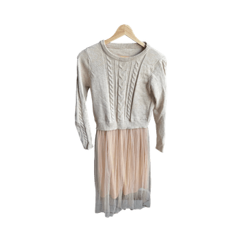 Beige knitted sweater dress