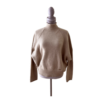 Beige knitted turtleneck jumper