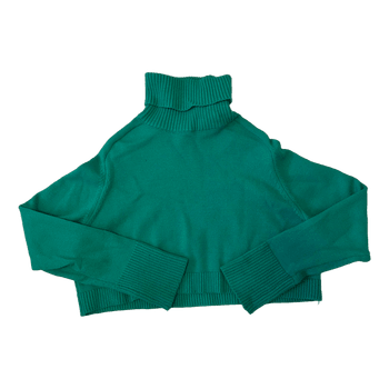 Green cropped turtleneck sweater