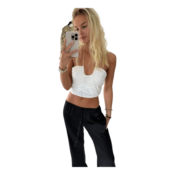 Hvid rynket halterneck top