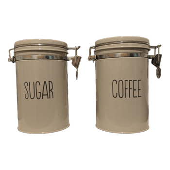 Grey kitchen storage canisters