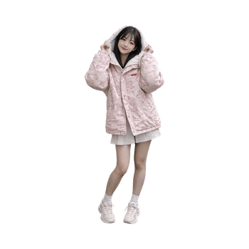 Cute Pink Teddy Bear Puffer Jacket – Warm, Cozy & Stylish 