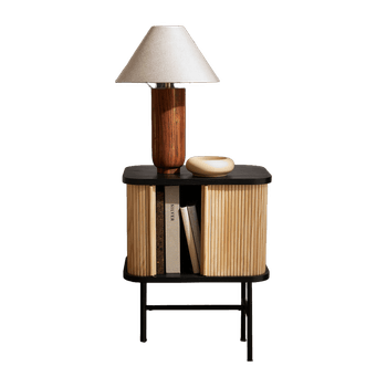 Black roll-door nightstand