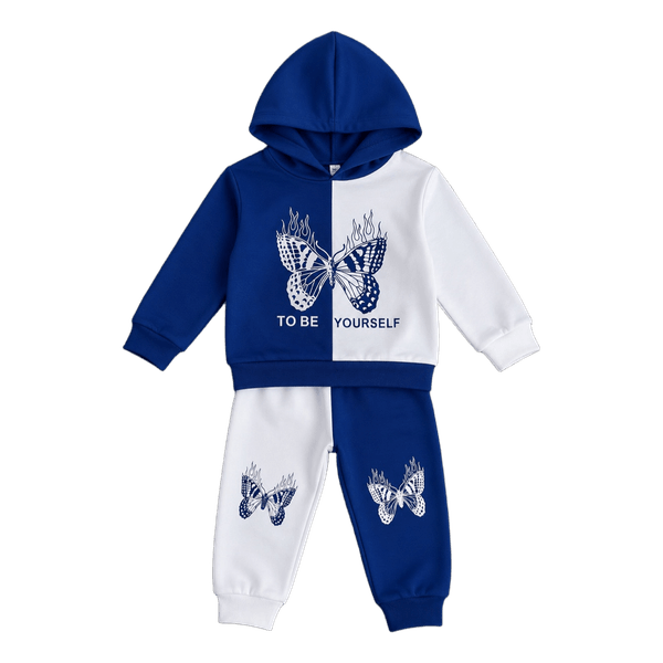 Blue white butterfly sweatsuit