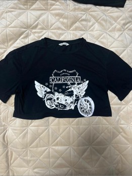 Black motorcycle crop top