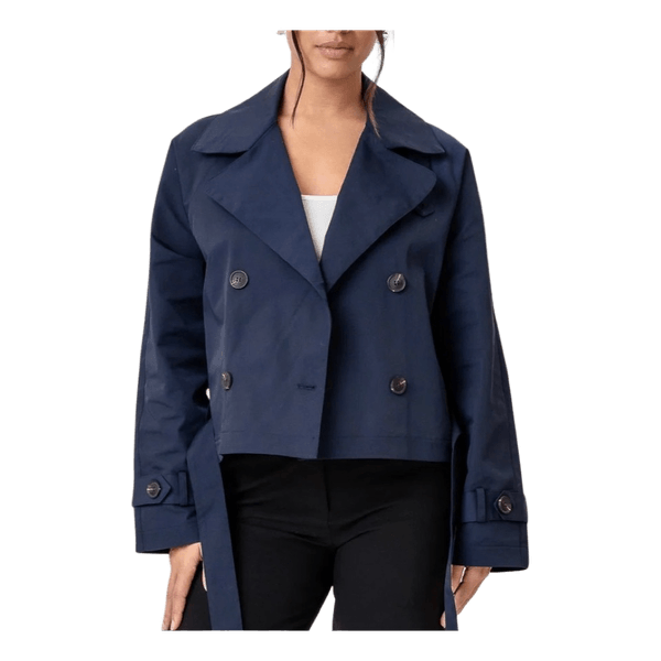 Blå kort trenchcoat