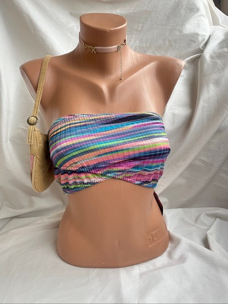 Boohoo striped crop top y2k 90s 00s 2000s coquette