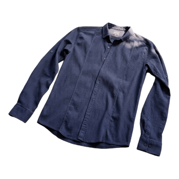 dark blue waffle knit slim fit shirt