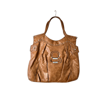 Brown leather tote bag