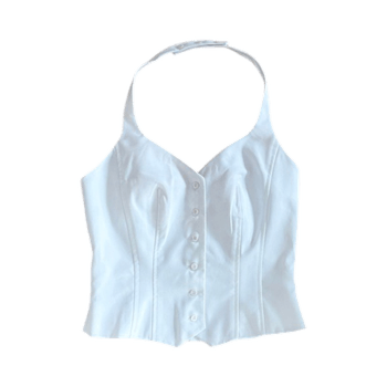 White bustier halterneck top