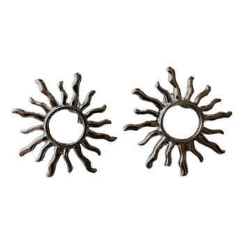 Silver sun stud earrings