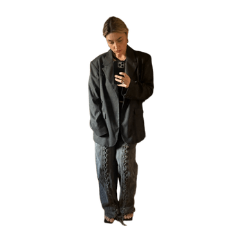 Grey single button blazer Gina Tricot Oversized 